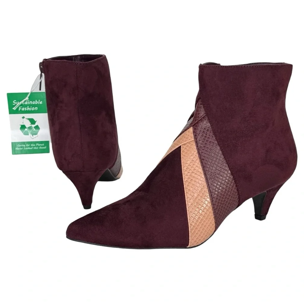 Impo Ellette Burgundy Microsuede Womens Booties Size 8.5M - Picture 8 of 12